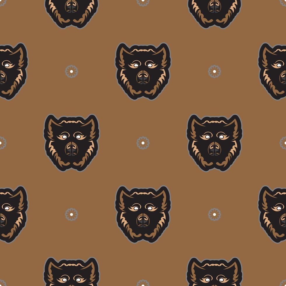 Seamless pattern with a dog's face in simple style. Good for clothing and textiles. vector