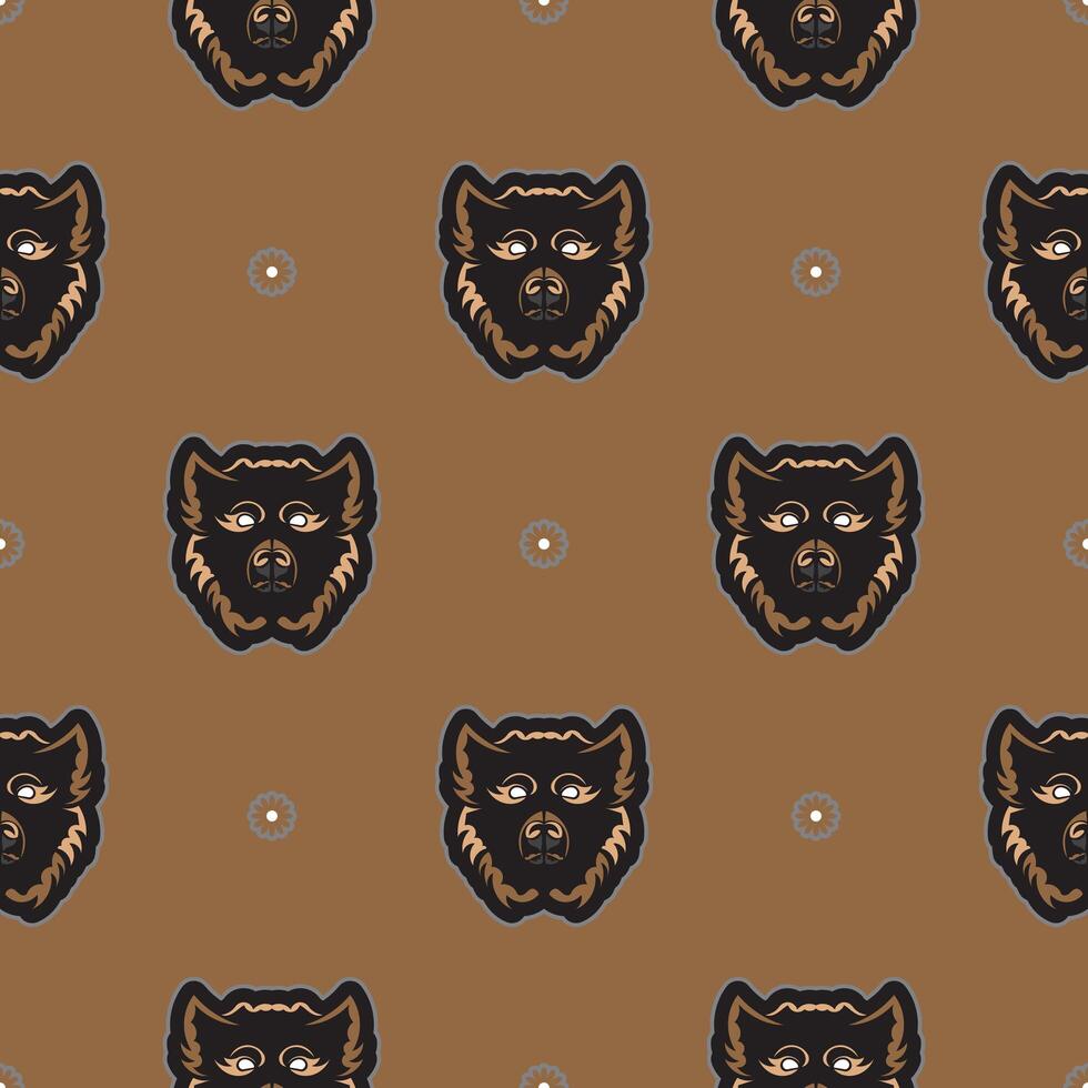 Seamless pattern with a dog's face in simple style. Good for clothing and textiles. Vector