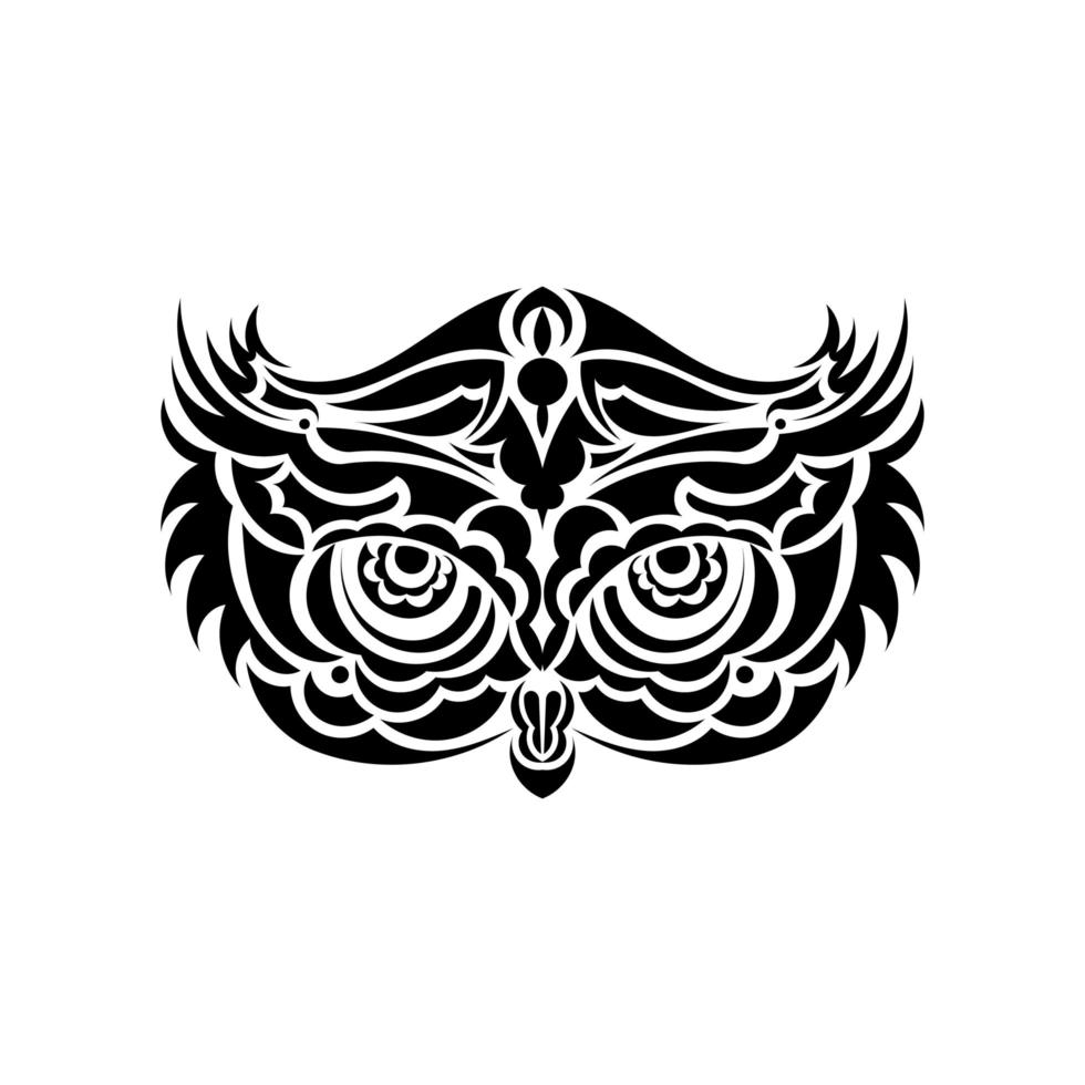 Owl face tattoo. Isolated on white background. Vector