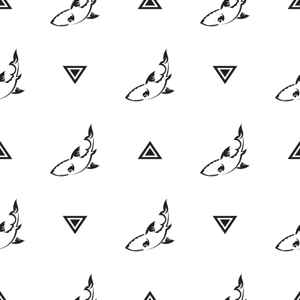 Seamless black and white pattern with sharks. Good for backgrounds and prints. vector