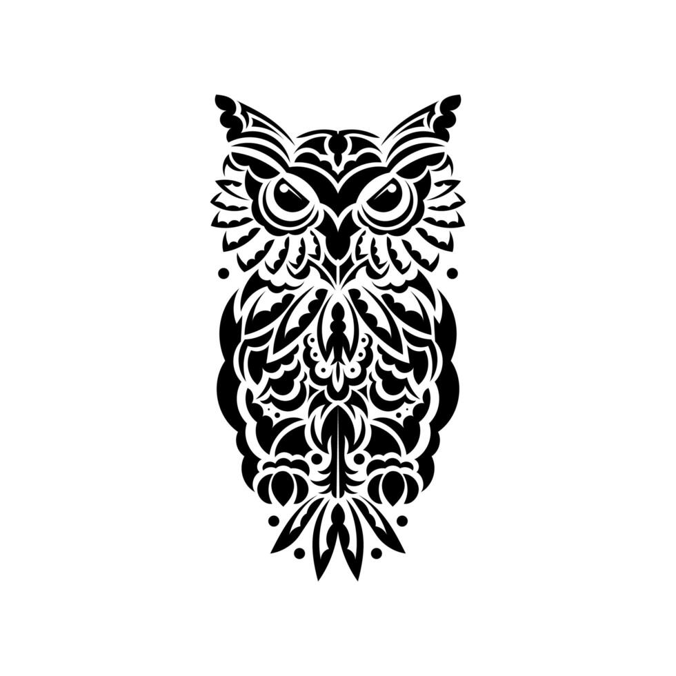 Owl owls from the patterns of Samoa. Isolated on white background. Vector