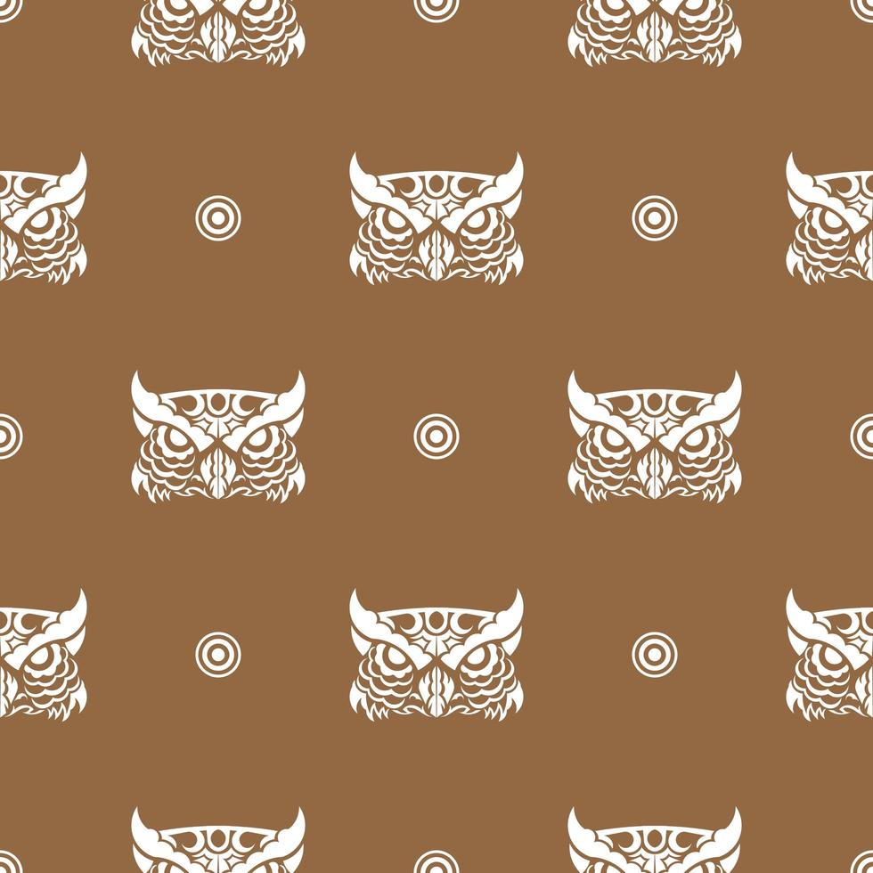 Seamless pattern with the face of an Owl. Good covers, fabrics, postcards and printing. Vector illustration.