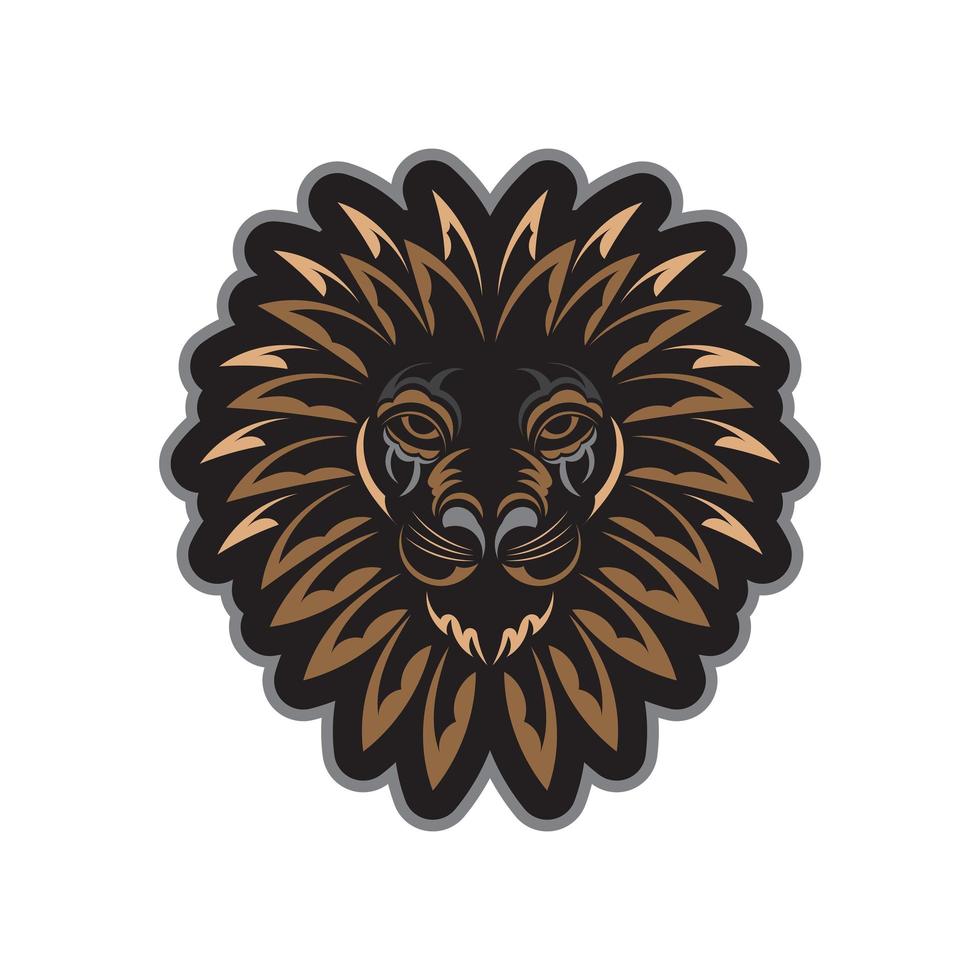 Lion print. Lion face in Mayan style. Exclusive style. Vector