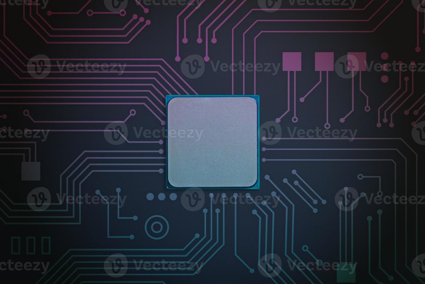 Central processor on circuit board concept photo