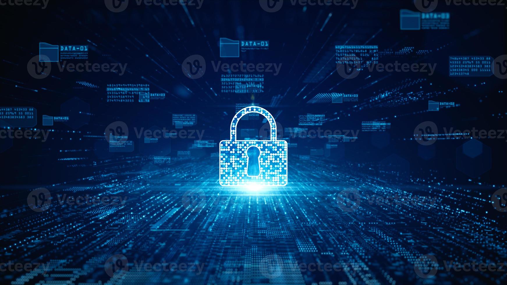Lock Icon cyber security of digital data network protection. High speed connection data analysis. Technology data network conveying connectivity background concept. photo
