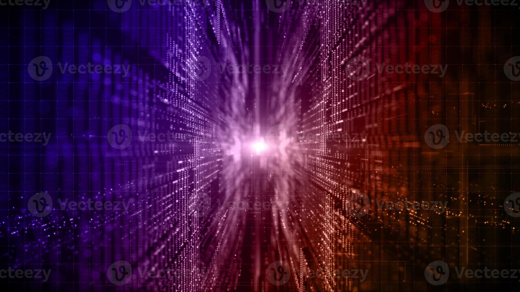 Digital cyberspace with particles and Digital data network connections concept photo