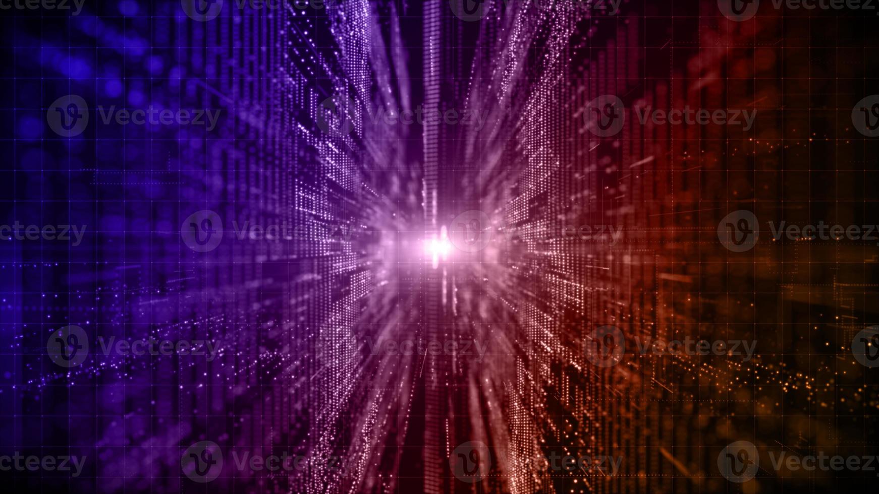 Digital cyberspace with particles and Digital data network connections concept photo