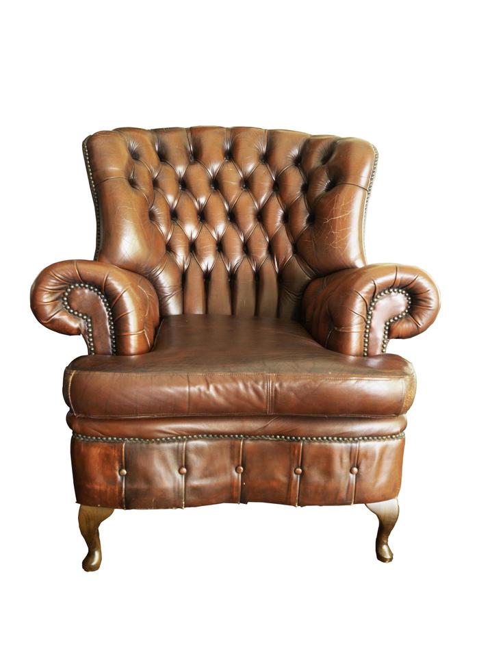 luxury brown vintage armchair isolated on white background with clipping path photo
