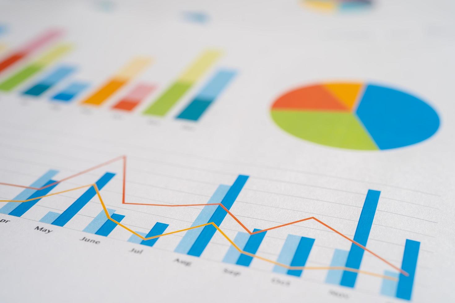 chart or graph paper. Financial, account, statistics and business data concept. photo