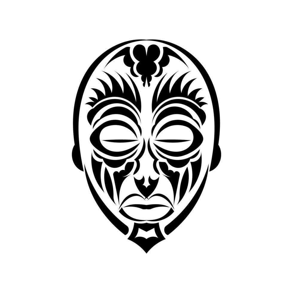 The face of the leader in the style of Polynesian ornaments. Samoan tattoo designs. Isolated. Vector illustration.