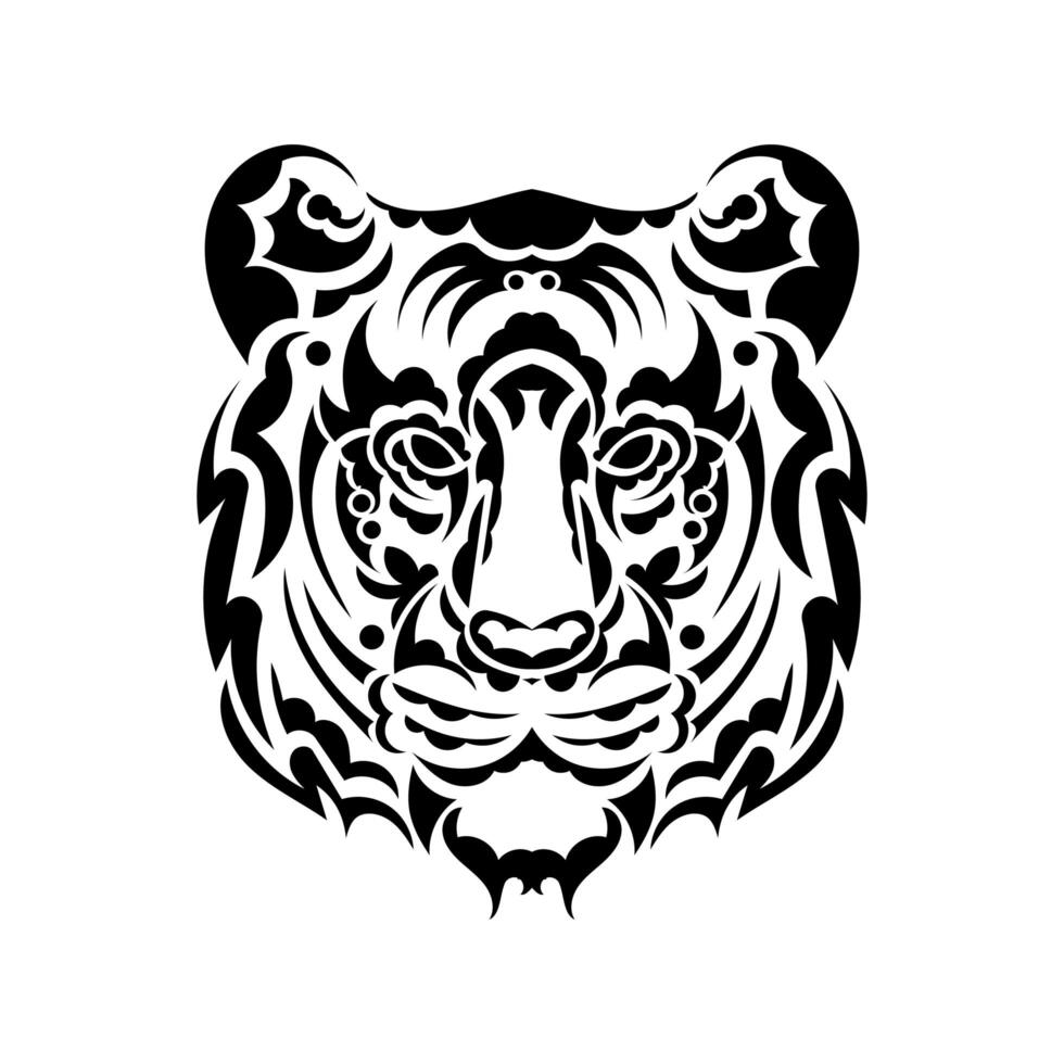 The tiger's face is made up of patterns. Lion tattoo isolated on white background. illustration. vector