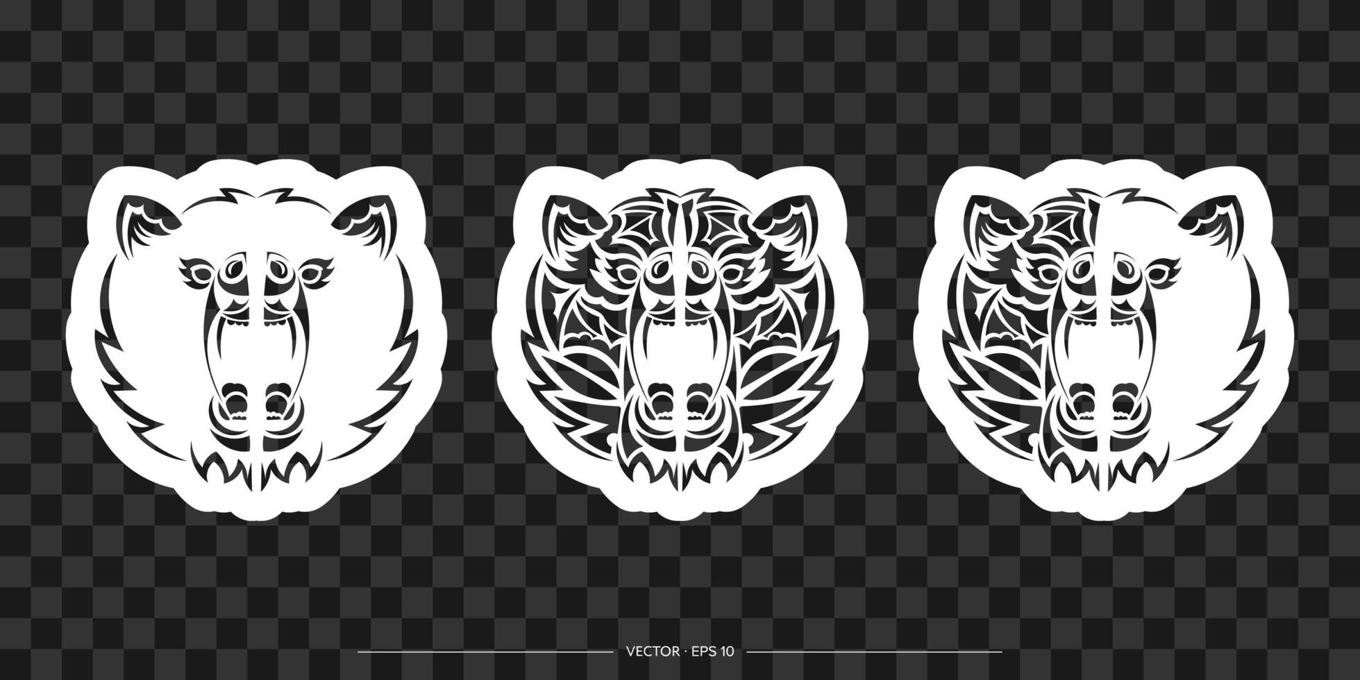 Bear face set. Suitable for sweaters, t-shirts or phone parts. illustration. vector