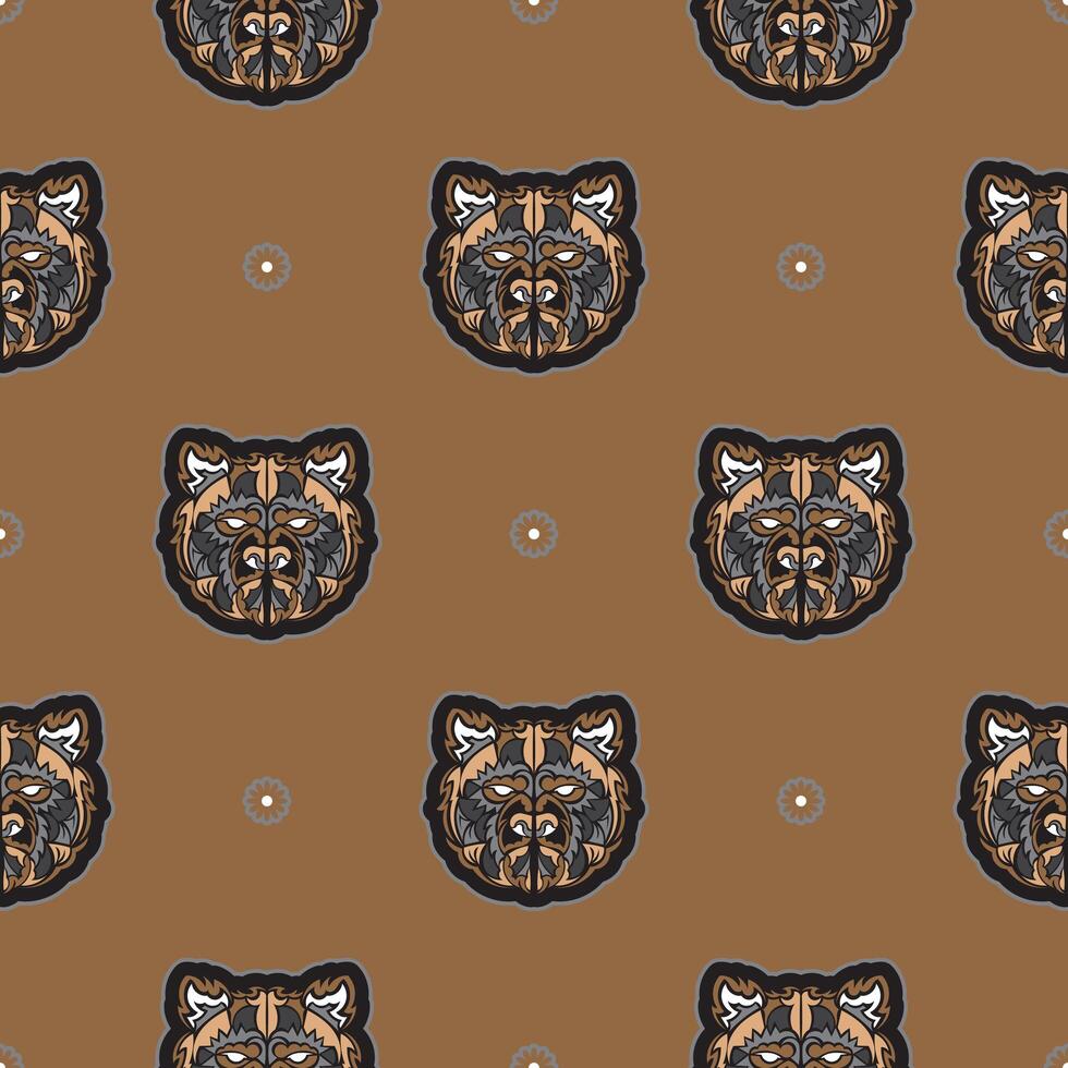 Seamless pattern with BEAR FACE in Simple style. Good for covers, fabrics, postcards and printing. illustration. vector