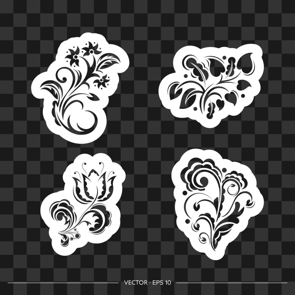 A set of prints with flowers in Simple style. Good for backgrounds and prints. illustration. vector