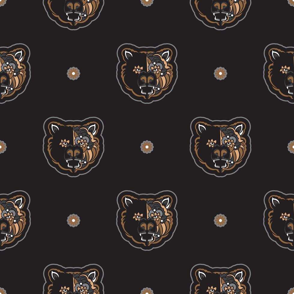 Seamless pattern with BEAR FACE in Simple style. Good for covers, fabrics, postcards and printing. illustration. vector