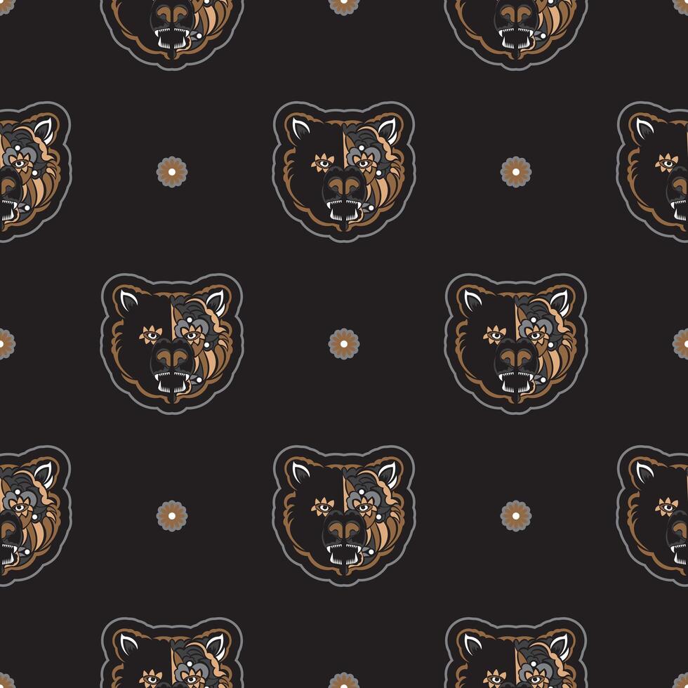 Seamless pattern with BEAR FACE in Simple style. Good for covers, fabrics, postcards and printing. Vector illustration.