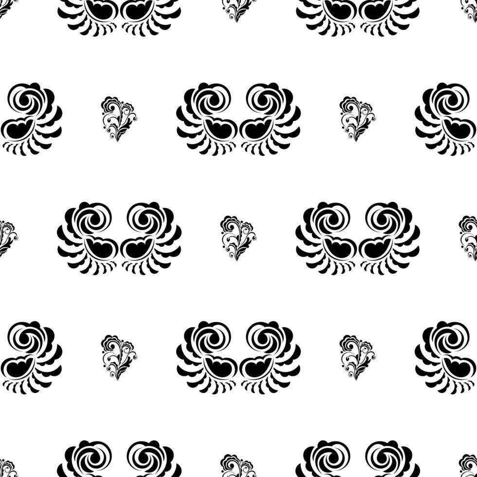 patrón blanco y negro sin costuras con monogramas en estilo barroco. bueno para prendas, textiles, fondos y estampados. ilustración vectorial vector