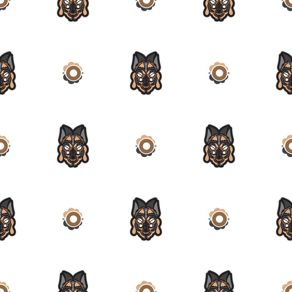 Seamless pattern with mask in the style of Samoa. Vector illustration