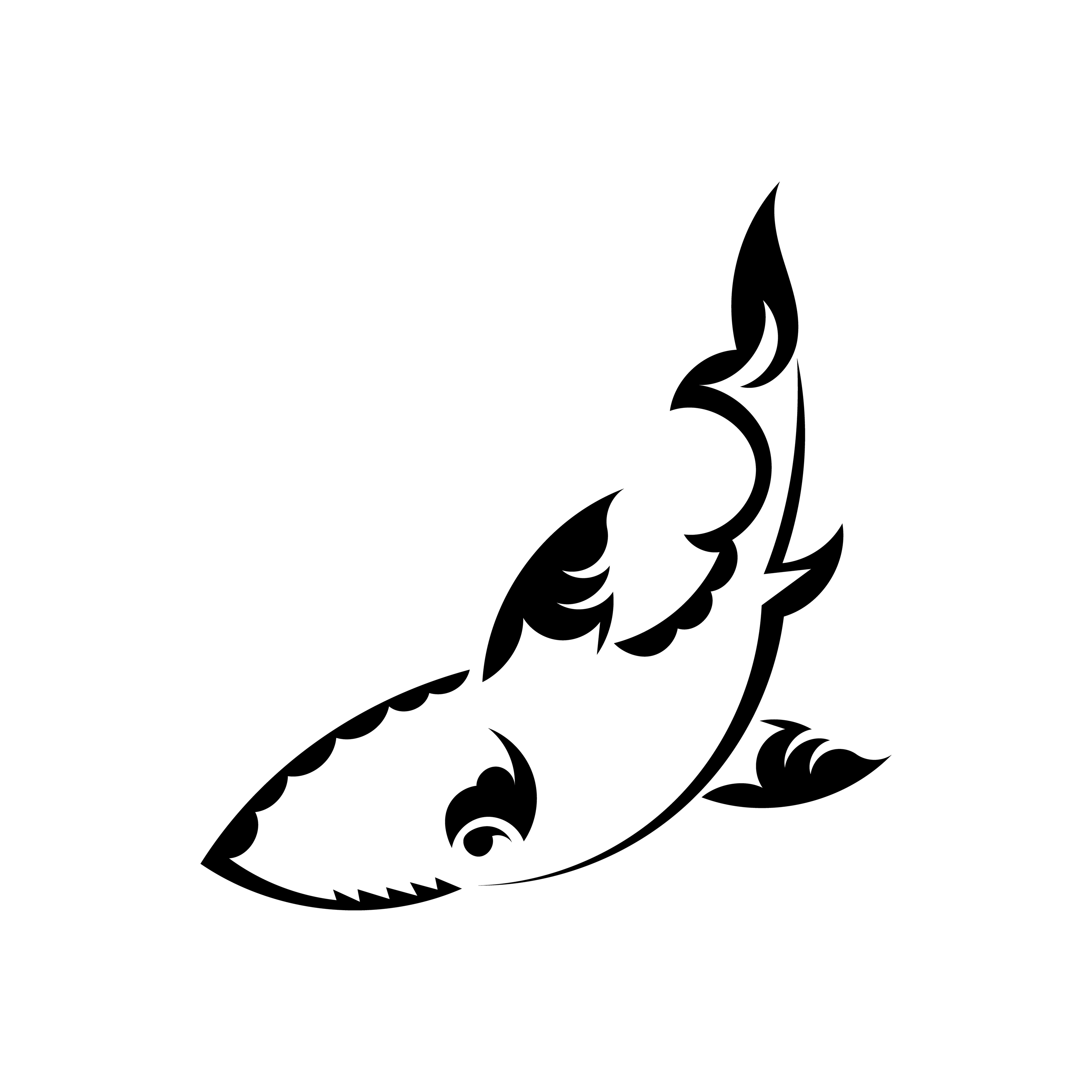 Cool Black Outline Shark Tattoo Stencil