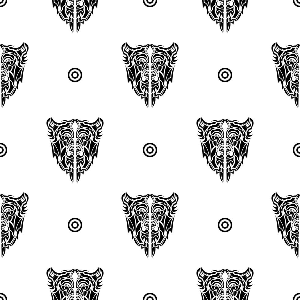 patrón transparente en blanco y negro con la cara de un perro. bueno para prendas, textiles, fondos y estampados. vector