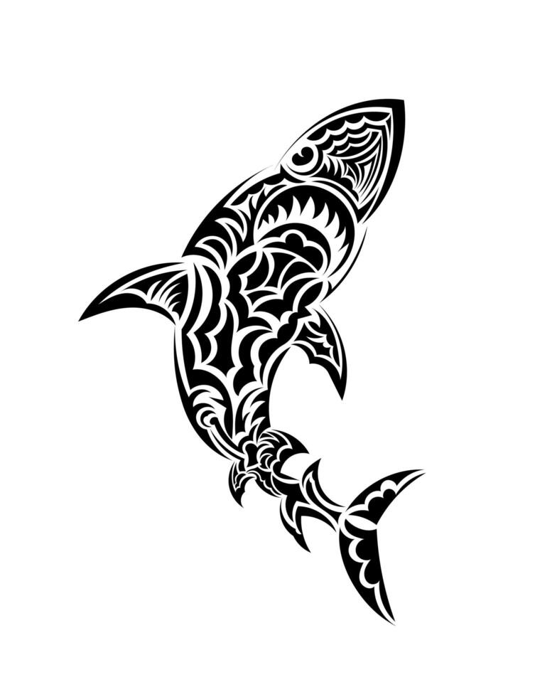 Polynesian style shark pattern. Shark tattoo in polynesia style. Good for tattoos, prints and t-shirts. Isolated. Vector. vector