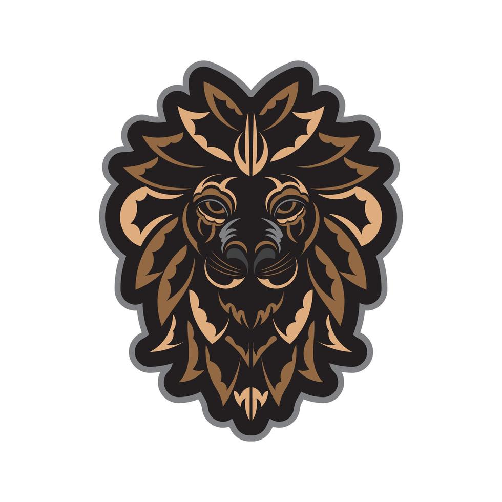 Lion print. Lion face in Maori style. Exclusive style. Vector illustrator.
