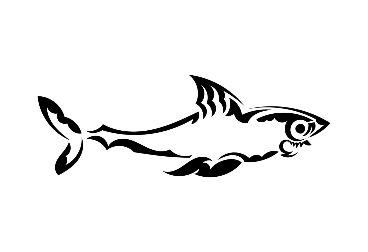 Shark tattoo in boho style. Isolated. Vector illustration