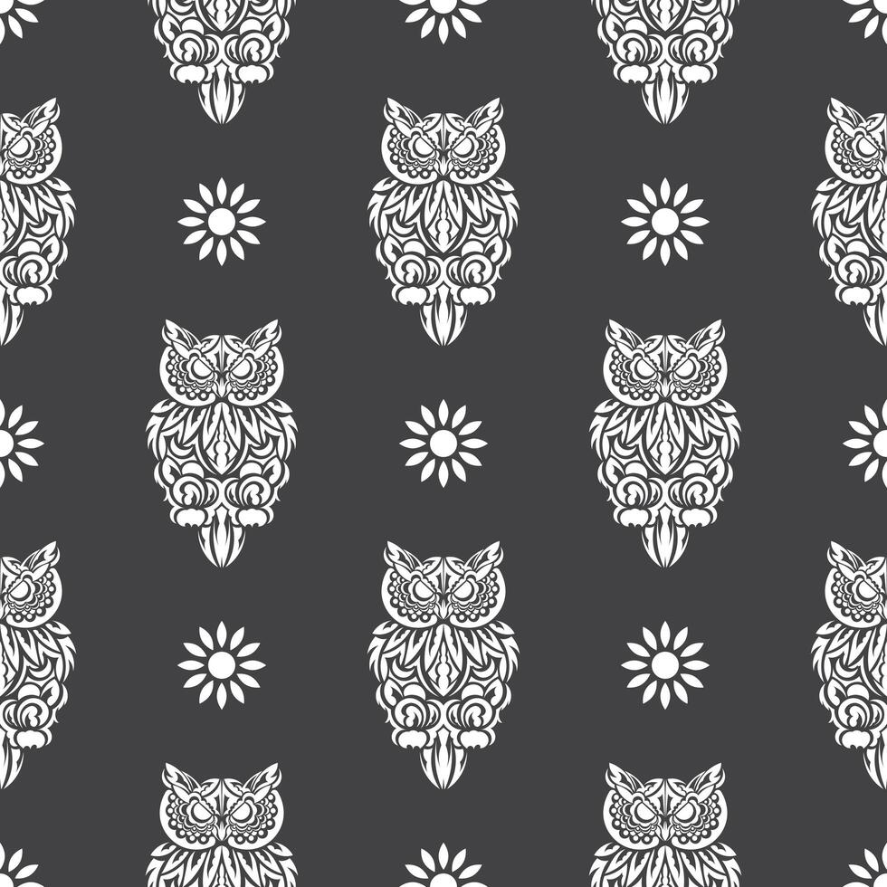 Simple owl seamless pattern in boho style. Good for backgrounds and prints. vector