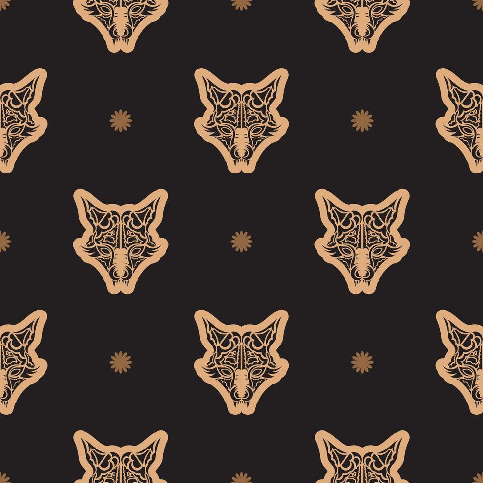 Seamless pattern with the Fox's face. Good covers, fabrics, postcards and printing. Vector illustration.