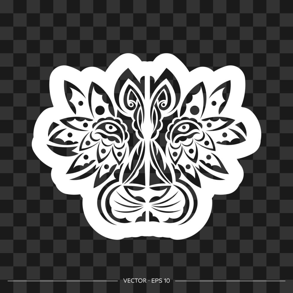 Lion print. Lion face in Maori style. Good for clothing, textiles and prints. Vector illustration.