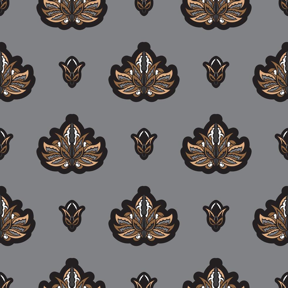 Seamless pattern with lotuses. Dark background. Expensive and luxurious style. Good for prints. Vector illustration.