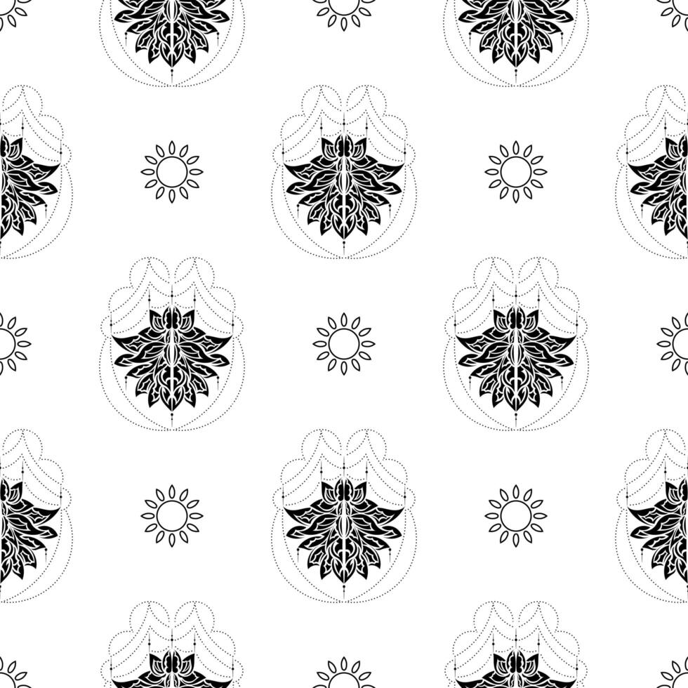 Lotus seamless pattern. Black and white. Good for covers, fabrics, postcards and printing. vector