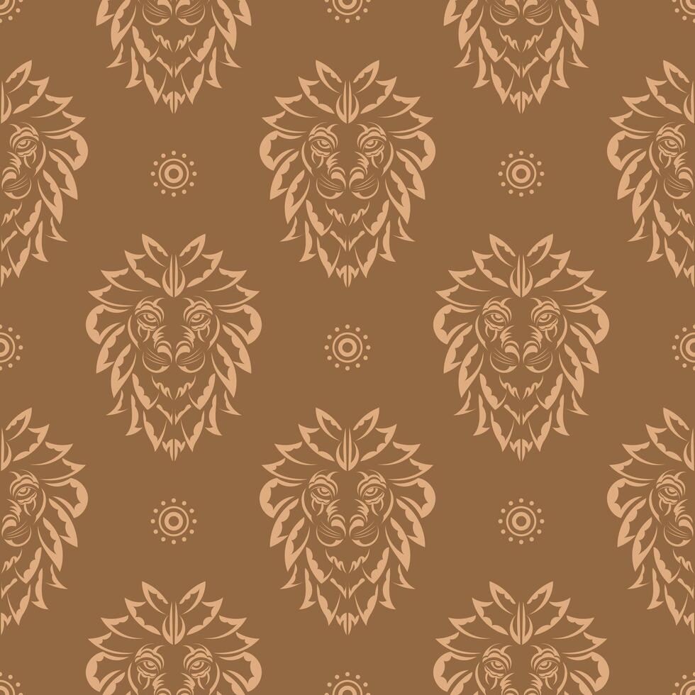 Seamless pattern with a tiger head in a simple style. Good for garments, textiles, backgrounds and prints. Vector illustration.
