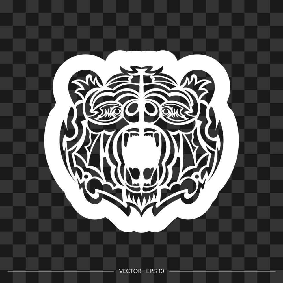Print Tattoo bear patterns polynesia. Isolated. vector
