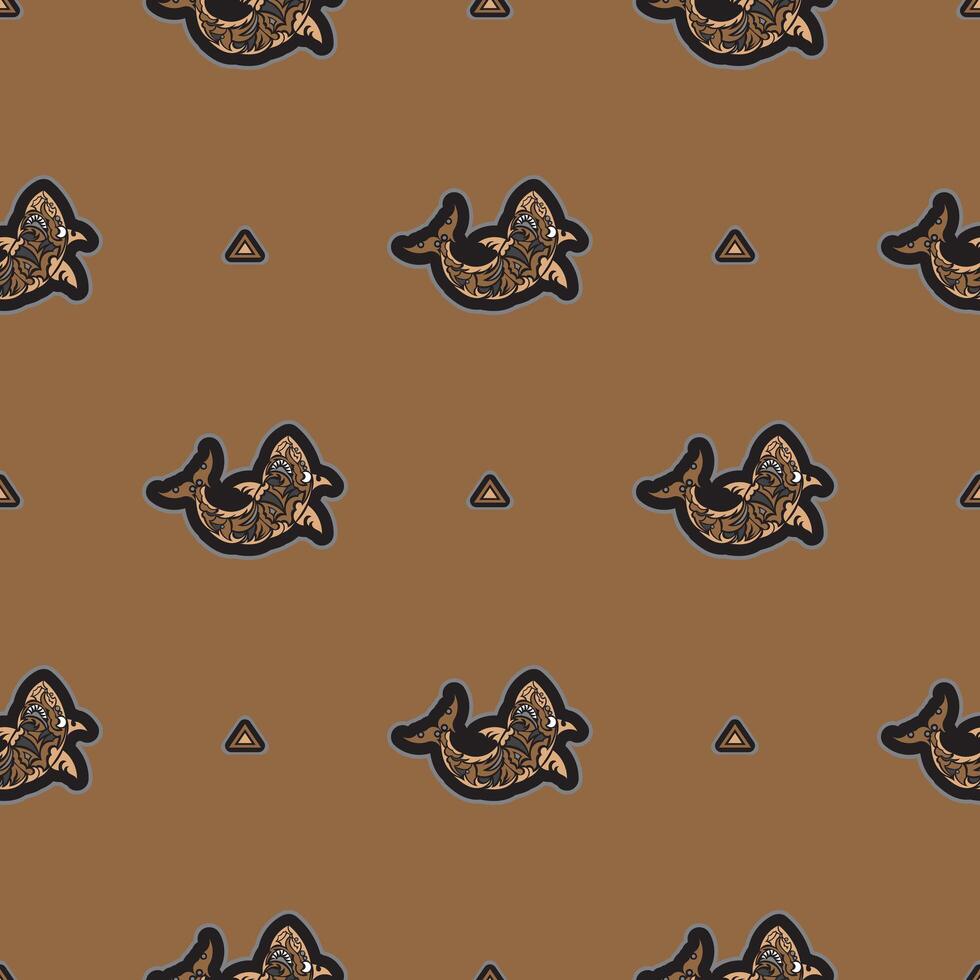 Seamless luxury dark pattern with sharks. Good for menus, postcards, books, wallpaper and fabric. Vector