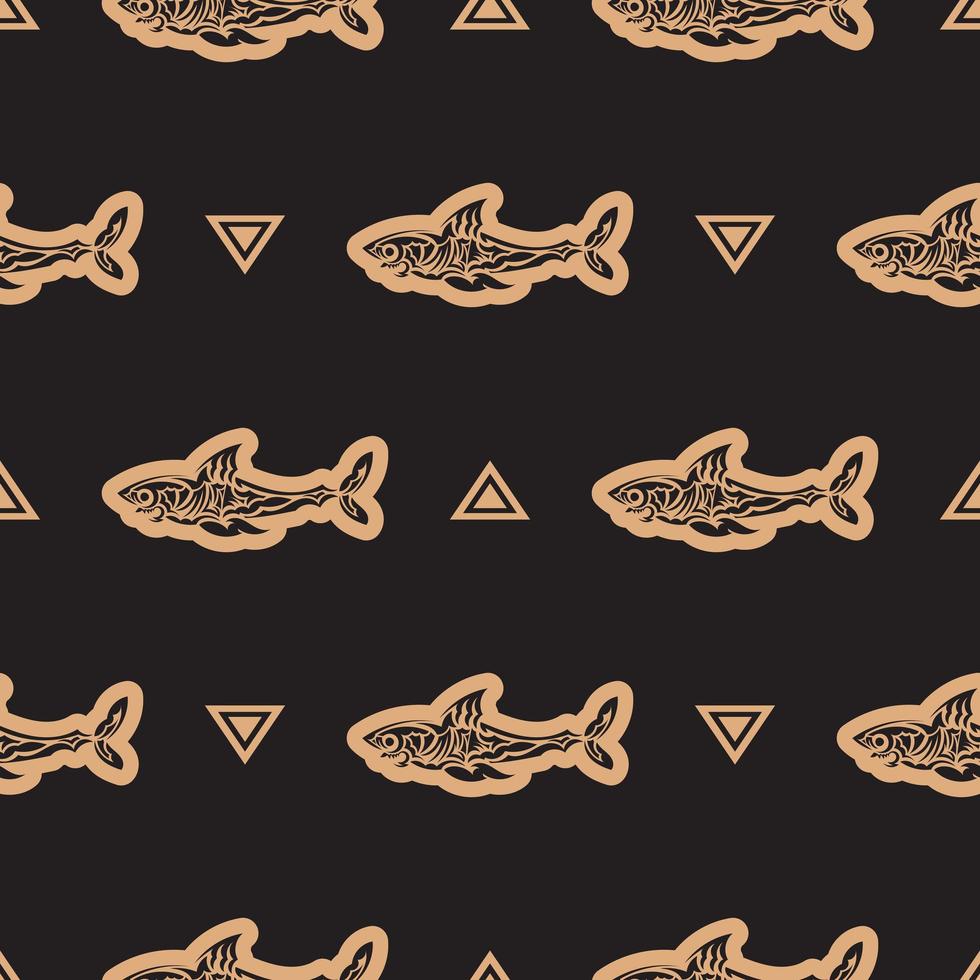 Seamless luxury dark pattern with sharks. Good for covers, fabrics, postcards and printing. Vector