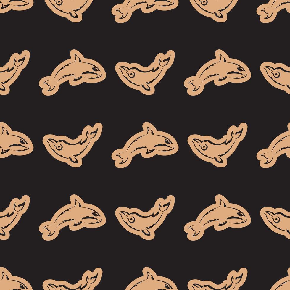 Seamless luxury pattern with whales in simple style. Good for backgrounds and prints. Vector