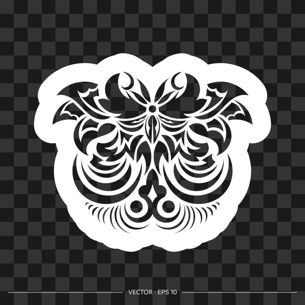 A stylized black and white floral pattern on a transparent background vector