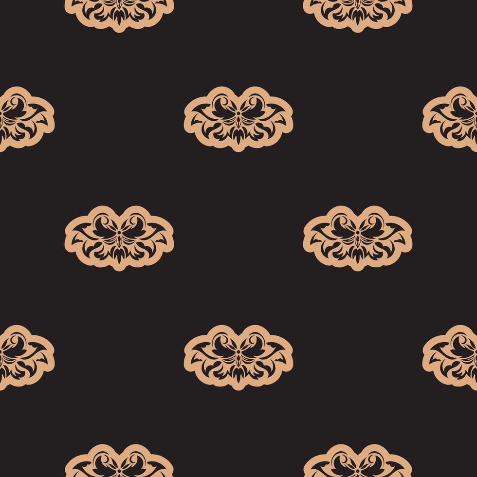 Seamless pattern with gold and black flowers on a black background vector