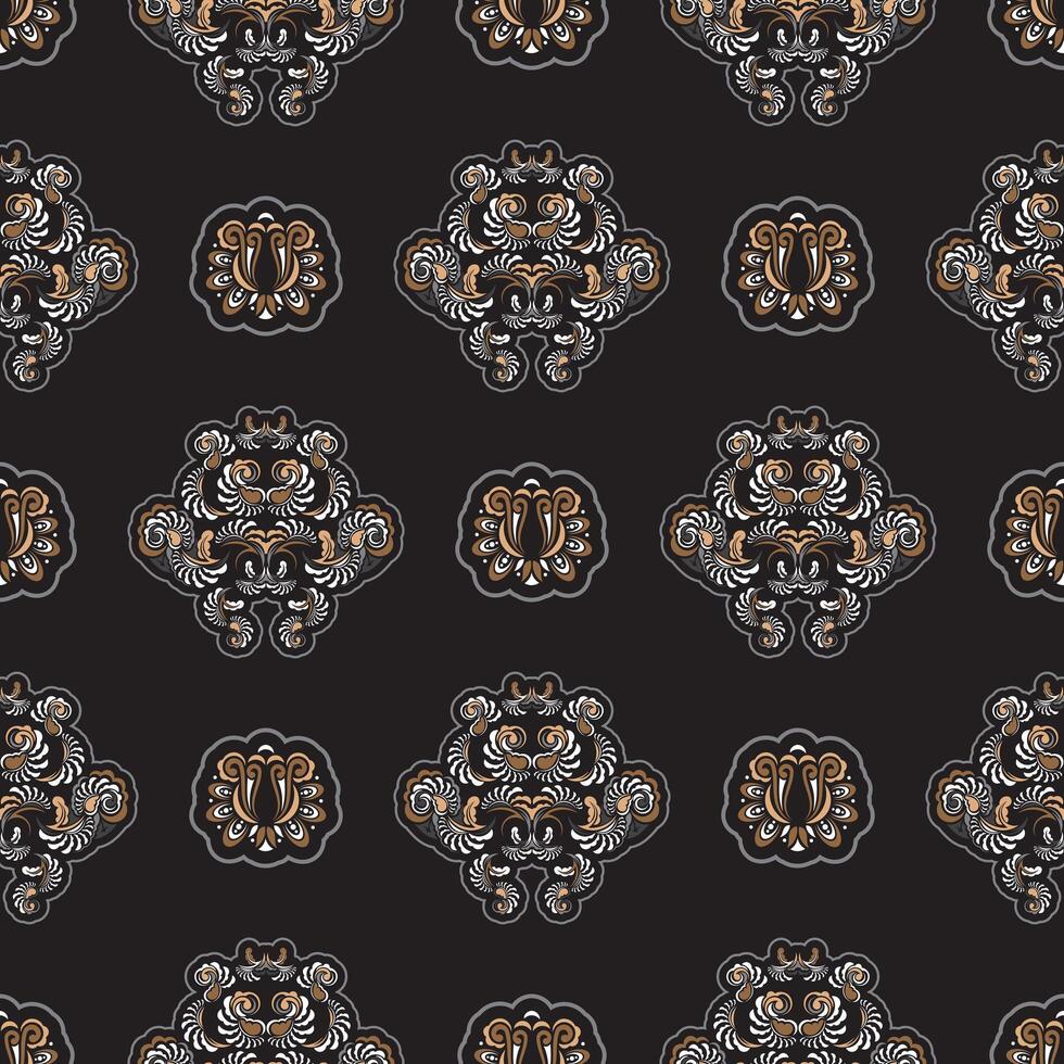 Seamless dark pattern with monograms in the Baroque style. Good for