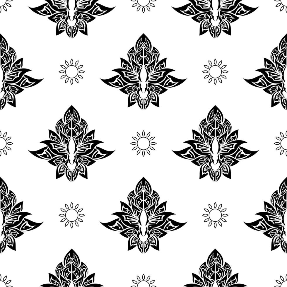 Lotus seamless pattern. Black and white. Good for mural wallpaper, fabric, postcards and printing. Vector