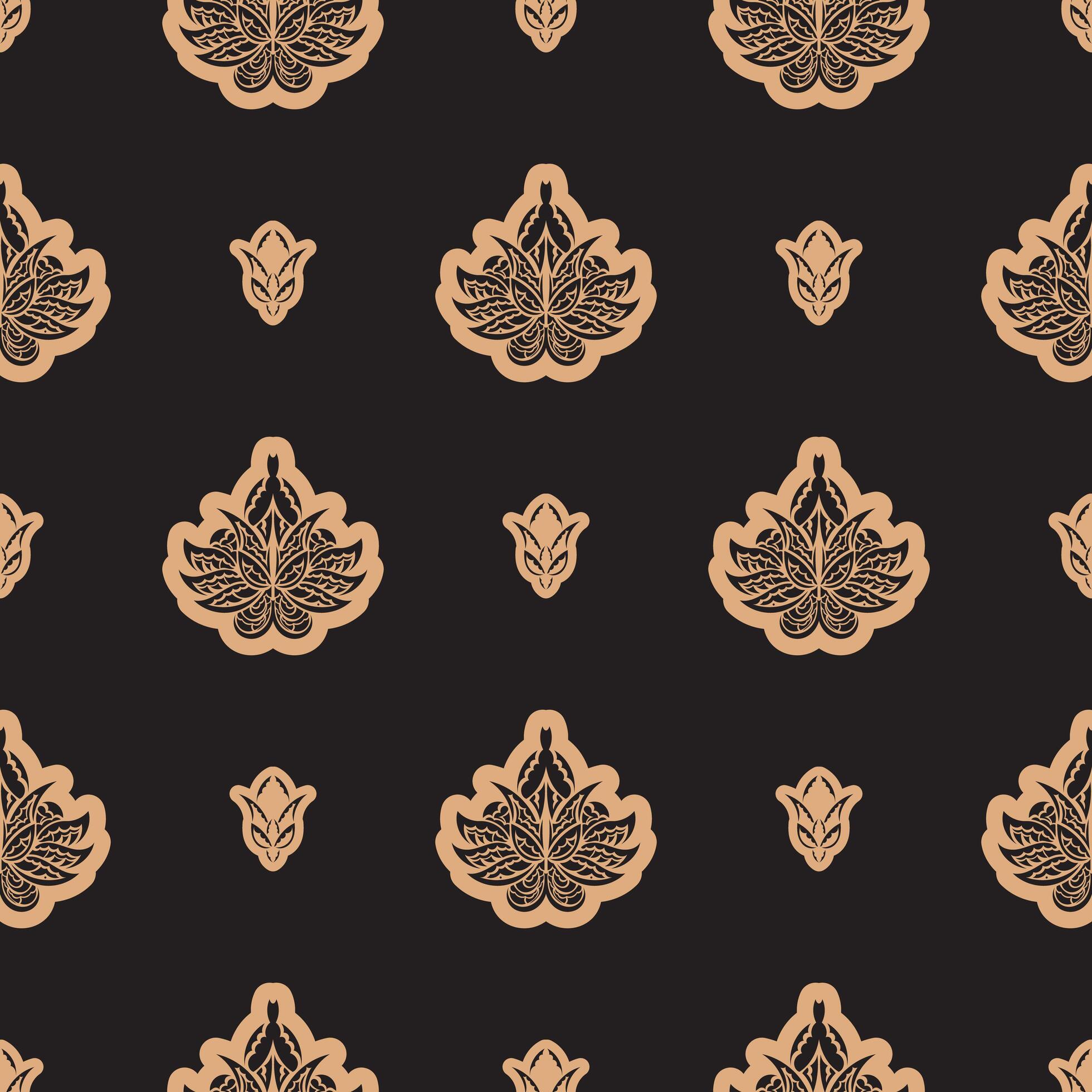 Dark solid color Seamless pattern with lotuses in Simple style. Good