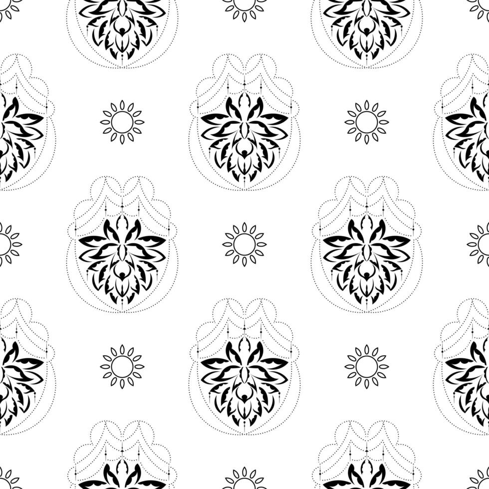 Lotus seamless pattern. Black and white. Good for backgrounds and prints. vector