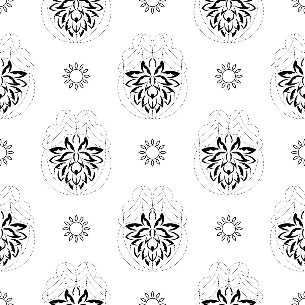 Lotus seamless pattern. Black and white. Good for backgrounds and prints. Vector