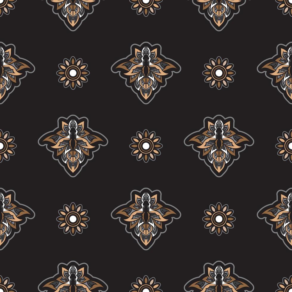 Dark lotus seamless pattern. Good for mural wallpaper, fabric, postcards and printing. Vector