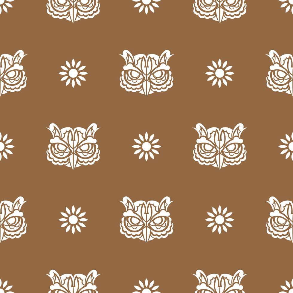 Simple seamless pattern owl face in boho style. Good for clothing and textiles. vector