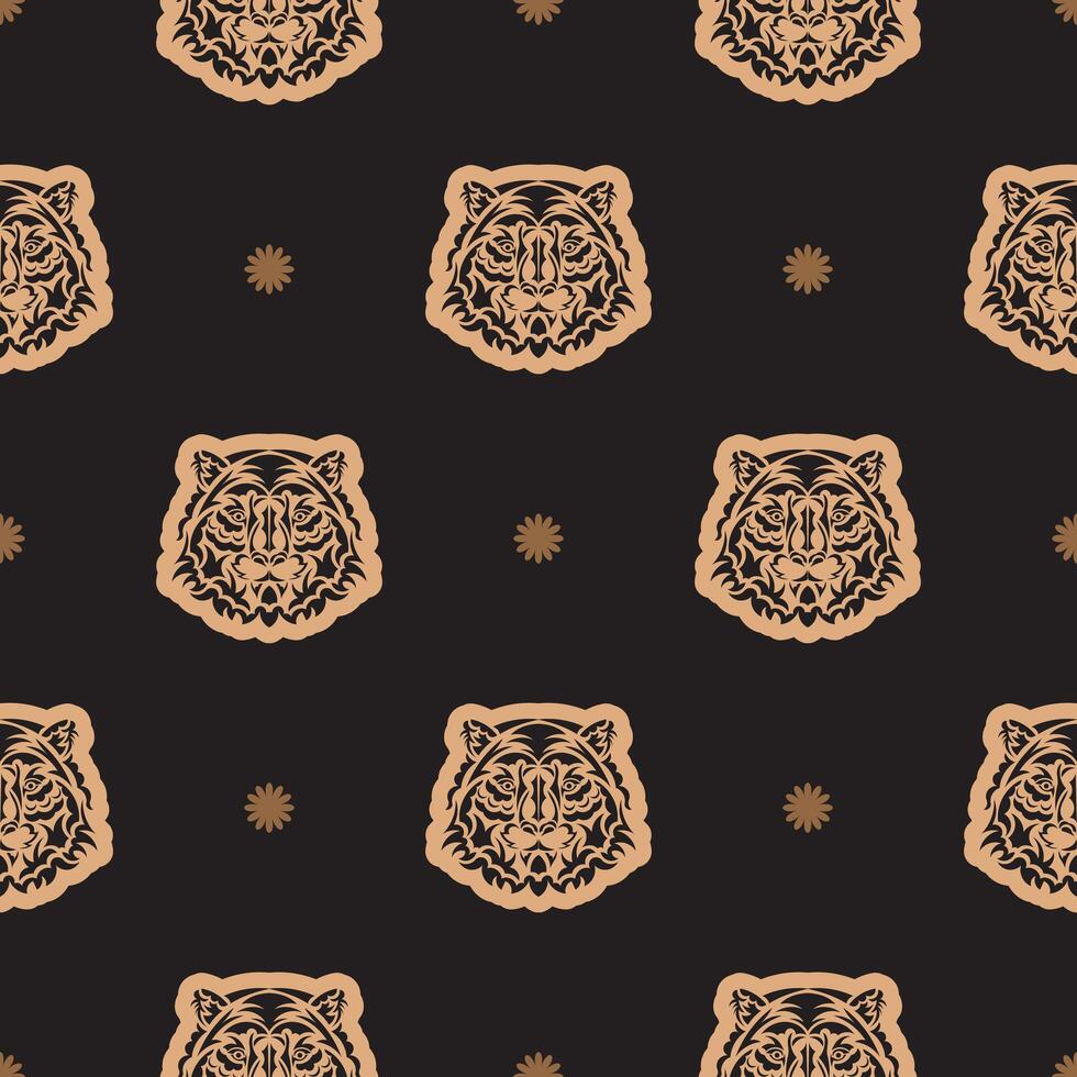 Seamless pattern with a Tiger face. Good covers, fabrics, postcards and printing. Vector illustration.
