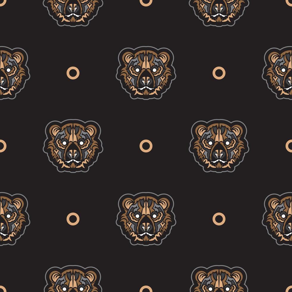 Seamless pattern with a bear face. Good covers, fabrics, postcards and printing. Vector illustration.
