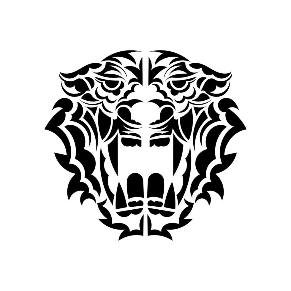 Polynesian style tiger face. Isolated. Vector illustration.