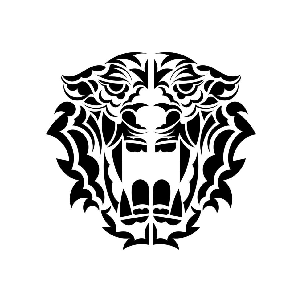 Polynesian style tiger face. Isolated. Vector illustration.